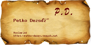 Petko Dezső névjegykártya